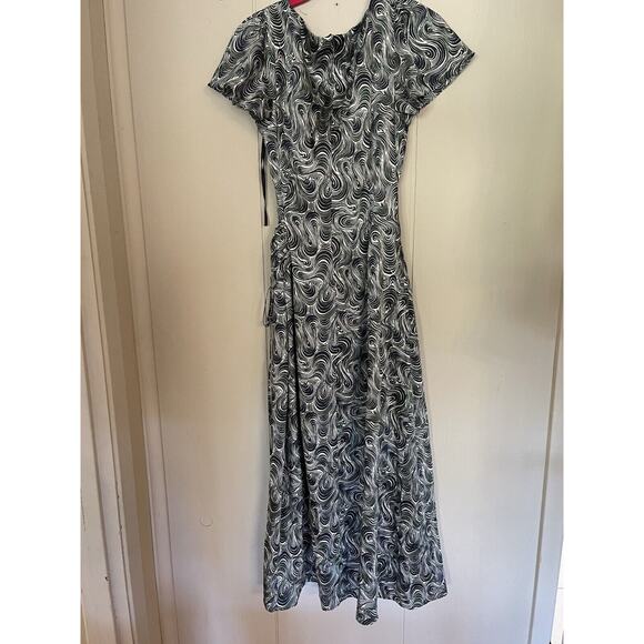 NWT CINQ Á SEPT Kacydie Green 90s Floral Abstract Slit Midi Dress Size 10 - Picture 10 of 12